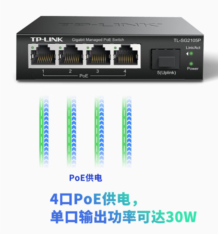 TP-LINK 5口全千兆Web網(wǎng)管PoE交換機(jī)