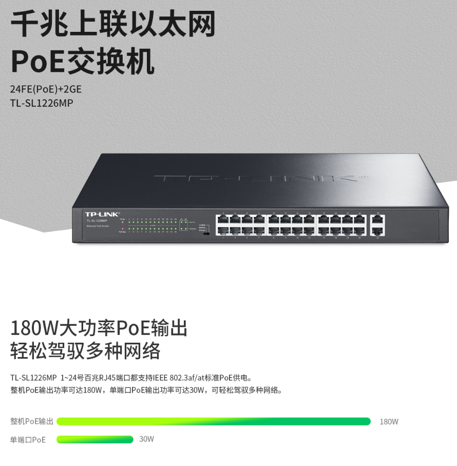 TP-LINK 千兆上聯(lián)以太網(wǎng)PoE交換機(jī)